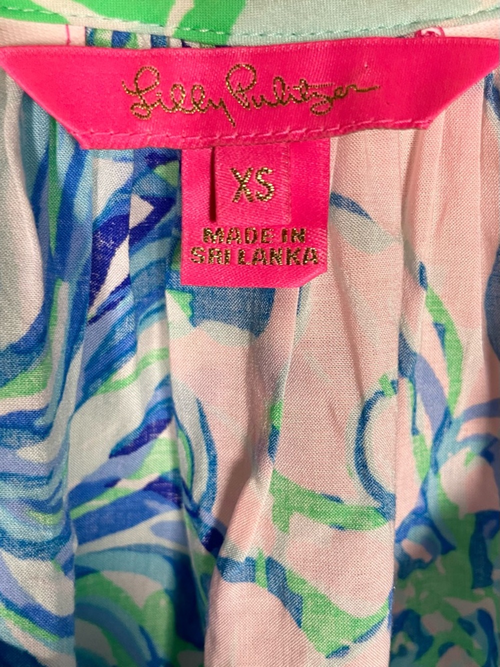 Lilly Pulitzer Willa Top XS Blue Pink Floral Flounce Sleeve Blouse - Picture 7 of 7